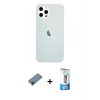 MARSİLYAN™- iPhone 12 Pro Max Kılıf Nova Çizgi - Siyah 5D Eko Cam Ekran Koruyucu + Shine Kamera Lens Koruma Cam - SH