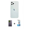 MARSİLYAN™- iPhone 12 Pro Max Kılıf Nova Çizgi - Siyah 5D Eko Cam Ekran Koruyucu + Yeşil Neon Fosforlu Kamera Lens