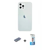 MARSİLYAN™- iPhone 12 Pro Max Kılıf Nova Çizgi - Siyah 5D Eko Cam Ekran Koruyucu + Yeşil Renkli Kamera Lens Koruma Cam