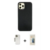 MARSİLYAN™- iPhone 12 Pro Max Kılıf Nova Çizgi - Siyah 6D Mat Seramik Hayalet Nano Ekran Koruyucu + Shine Kamera Lens - GD