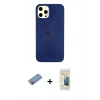MARSİLYAN™- iPhone 12 Pro Max Kılıf Nova Çizgi - Siyah 6D Mat Seramik Hayalet Nano Ekran Koruyucu + Shine Kamera Lens Koruma Cam - PE