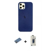 MARSİLYAN™- iPhone 12 Pro Max Kılıf Nova Çizgi - Siyah Bilvis Hayalet Cam Ekran Koruyucu + Shine Kamera Lens Koruma Cam - GD