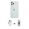 MARSİLYAN™- iPhone 12 Pro Max Kılıf Nova Çizgi - Siyah Bilvis Hayalet Cam Ekran Koruyucu + Lacivert Shine Kamera Lens