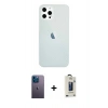 MARSİLYAN™- iPhone 12 Pro Max Kılıf Nova Çizgi - Siyah Bilvis Hayalet Cam Ekran Koruyucu + Neon Fosforlu Kamera Lens - MI