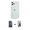 MARSİLYAN™- iPhone 12 Pro Max Kılıf Nova Çizgi - Siyah Bilvis Hayalet Cam Ekran Koruyucu + Neon Fosforlu Kamera Lens - MI