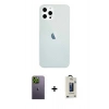 MARSİLYAN™- iPhone 12 Pro Max Kılıf Nova Çizgi - Siyah Bilvis Hayalet Cam Ekran Koruyucu + Neon Fosforlu Kamera Lens - YL