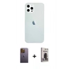 MARSİLYAN™- iPhone 12 Pro Max Kılıf Nova Çizgi - Siyah Bilvis Hayalet Cam Ekran Koruyucu + Neon Fosforlu Kamera Lens - SI