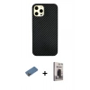 MARSİLYAN™- iPhone 12 Pro Max Kılıf Nova Çizgi - Siyah Bilvis Hayalet Cam Ekran Koruyucu + Shine Kamera Lens Koruma Cam - GD