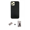MARSİLYAN™- iPhone 12 Pro Max Kılıf Nova Çizgi - Siyah Bilvis Hayalet Cam Ekran Koruyucu + Shine Kamera Lens Koruma Cam - SABE