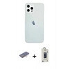 MARSİLYAN™- iPhone 12 Pro Max Kılıf Nova Çizgi - Siyah Bilvis Hayalet Cam Ekran Koruyucu + Turuncu Renkli Kamera Lens Koruma Cam