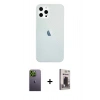 MARSİLYAN™- iPhone 12 Pro Max Kılıf Nova Çizgi - Siyah Bilvis Hayalet Cam Ekran Koruyucu + Neon Fosforlu Kamera Lens - YL