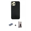 MARSİLYAN™- iPhone 12 Pro Max Kılıf Nova Çizgi - Siyah Bilvis Hayalet Cam Ekran Koruyucu + Renkli Kamera Lens Koruma Cam - YL