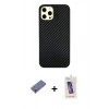 MARSİLYAN™- iPhone 12 Pro Max Kılıf Nova Çizgi - Siyah Joko 5D Cam + Metal Kamera Lens Koruma Cam - GD