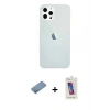 MARSİLYAN™- iPhone 12 Pro Max Kılıf Nova Çizgi - Siyah Joko 5D Cam + Gümüş Shine Kamera Lens Koruma Cam