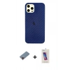 MARSİLYAN™- iPhone 12 Pro Max Kılıf Nova Çizgi - Siyah Joko 5D Cam + Metal Kamera Lens Koruma Cam - KI