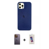 MARSİLYAN™- iPhone 12 Pro Max Kılıf Nova Çizgi - Siyah Joko 5D Cam + Neon Fosforlu Kamera Lens - SI