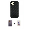 MARSİLYAN™- iPhone 12 Pro Max Kılıf Nova Çizgi - Siyah Joko 5D Cam + Neon Fosforlu Kamera Lens - SI