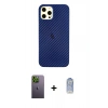 MARSİLYAN™- iPhone 12 Pro Max Kılıf Nova Çizgi - Siyah Joko Magic 5D Cam + Yeşil Neon Fosforlu Kamera Lens