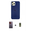 MARSİLYAN™- iPhone 12 Pro Max Kılıf Nova Çizgi - Siyah Joko Magic 5D Hayalet Cam + Neon Fosforlu Kamera Lens - TU