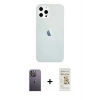 MARSİLYAN™- iPhone 12 Pro Max Kılıf Nova Çizgi - Siyah Mat Seramik Nano Ekran Koruyucu + Beyaz Neon Fosforlu Kamera Lens