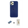 MARSİLYAN™- iPhone 12 Pro Max Kılıf Nova Çizgi - Siyah Mat Seramik Nano Ekran Koruyucu + Shine Kamera Lens Koruma Cam - GD