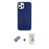 MARSİLYAN™- iPhone 12 Pro Max Kılıf Nova Çizgi - Siyah Mat Seramik Nano Ekran Koruyucu + Metal Kamera Lens Koruma Cam - GS