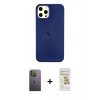 MARSİLYAN™- iPhone 12 Pro Max Kılıf Nova Çizgi - Siyah Mat Seramik Nano Ekran Koruyucu + Neon Fosforlu Kamera Lens - YL