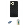 MARSİLYAN™- iPhone 12 Pro Max Kılıf Nova Çizgi - Siyah Polymer Nano Ekran Koruyucu + Shine Kamera Lens Koruma Cam - GD