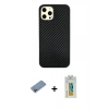 MARSİLYAN™- iPhone 12 Pro Max Kılıf Nova Çizgi - Siyah Polymer Nano Ekran Koruyucu + Shine Kamera Lens Koruma Cam - PE