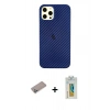 MARSİLYAN™- iPhone 12 Pro Max Kılıf Nova Çizgi - Siyah Polymer Nano Ekran Koruyucu + Shine Kamera Lens Koruma Cam - SABE