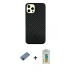 MARSİLYAN™- iPhone 12 Pro Max Kılıf Nova Çizgi - Siyah Polymer Nano Ekran Koruyucu + Shine Kamera Lens Koruma Cam - SH