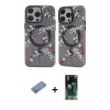MARSİLYAN™- iPhone 12 Pro Max Kılıf Nova Doku Koleksiyonu - Şeffaf 360 Full Body Arka Koruyucu + Gümüş Shine Kamera Lens Koruma Cam