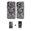 MARSİLYAN™- iPhone 12 Pro Max Kılıf Nova Doku Koleksiyonu - Şeffaf 360 Full Body Arka Koruyucu + Neon Fosforlu Kamera Lens - YL