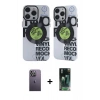 MARSİLYAN™- iPhone 12 Pro Max Kılıf Nova Doku Koleksiyonu - Şeffaf 360 Full Body Arka Koruyucu + Neon Fosforlu Kamera Lens - BZ