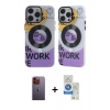 MARSİLYAN™- iPhone 12 Pro Max Kılıf Nova Doku Koleksiyonu - Şeffaf Royal Nano Ekran Koruyucu + Neon Fosforlu Kamera Lens - TU