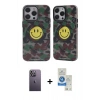 MARSİLYAN™- iPhone 12 Pro Max Kılıf Nova Doku Koleksiyonu - Şeffaf Royal Nano Ekran Koruyucu + Neon Fosforlu Kamera Lens - BZ