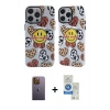 MARSİLYAN™- iPhone 12 Pro Max Kılıf Nova Doku Koleksiyonu - Şeffaf Royal Nano Ekran Koruyucu + Neon Fosforlu Kamera Lens - SI