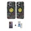 MARSİLYAN™- iPhone 12 Pro Max Kılıf Nova Doku Koleksiyonu - Şeffaf Royal Nano Ekran Koruyucu + Neon Fosforlu Kamera Lens - SI