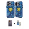 MARSİLYAN™- iPhone 12 Pro Max Kılıf Nova Doku Koleksiyonu - Şeffaf Royal Nano Ekran Koruyucu + Neon Fosforlu Kamera Lens - SI