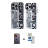 MARSİLYAN™- iPhone 12 Pro Max Kılıf Nova Doku Koleksiyonu - Şeffaf Royal Nano Ekran Koruyucu + Neon Fosforlu Kamera Lens - SI