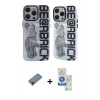 MARSİLYAN™- iPhone 12 Pro Max Kılıf Nova Doku Koleksiyonu - Şeffaf Royal Nano Ekran Koruyucu + Siyah Shine Kamera Lens Koruma Cam