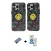 MARSİLYAN™- iPhone 12 Pro Max Kılıf Nova Doku Koleksiyonu - Şeffaf Royal Nano Ekran Koruyucu + Siyah Shine Kamera Lens Koruma Cam