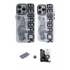 MARSİLYAN™- iPhone 12 Pro Max Kılıf Nova Doku Koleksiyonu - Şeffaf Temperli Cam Ekran Koruyucu + Mavi Renkli Kamera Lens Koruma Cam