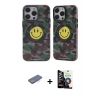MARSİLYAN™- iPhone 12 Pro Max Kılıf Nova Doku Koleksiyonu - Şeffaf Temperli Cam Ekran Koruyucu + Mavi Renkli Kamera Lens Koruma Cam
