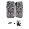 MARSİLYAN™- iPhone 12 Pro Max Kılıf Nova Doku Koleksiyonu - Şeffaf Temperli Cam Ekran Koruyucu + Mavi Renkli Kamera Lens Koruma Cam