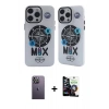 MARSİLYAN™- iPhone 12 Pro Max Kılıf Nova Doku Koleksiyonu - Şeffaf Temperli Cam Ekran Koruyucu + Neon Fosforlu Kamera Lens - BZ