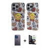 MARSİLYAN™- iPhone 12 Pro Max Kılıf Nova Doku Koleksiyonu - Şeffaf Temperli Cam Ekran Koruyucu + Neon Fosforlu Kamera Lens - MI