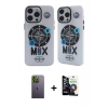 MARSİLYAN™- iPhone 12 Pro Max Kılıf Nova Doku Koleksiyonu - Şeffaf Temperli Cam Ekran Koruyucu + Neon Fosforlu Kamera Lens - YL