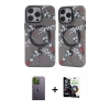 MARSİLYAN™- iPhone 12 Pro Max Kılıf Nova Doku Koleksiyonu - Şeffaf Temperli Cam Ekran Koruyucu + Neon Fosforlu Kamera Lens - YL