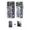 MARSİLYAN™- iPhone 12 Pro Max Kılıf Nova Doku Koleksiyonu - Şeffaf Temperli Cam Ekran Koruyucu + Neon Fosforlu Kamera Lens - BZ